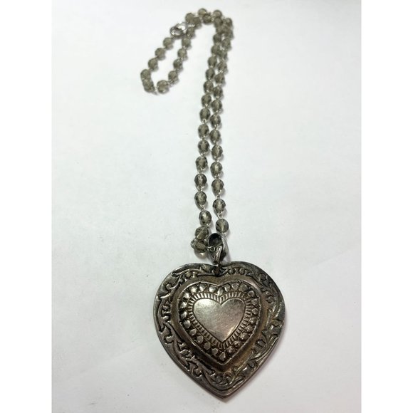 Vintage Crystal Heart Pendant Necklace